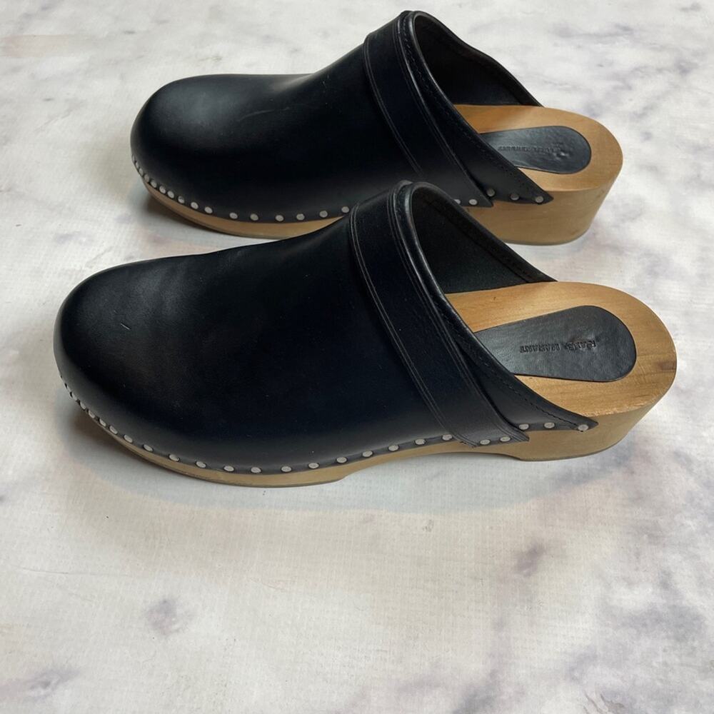 Isabel Marant Thalie Black Leather Clogs Silver Nail Stud Sz 37 - Picture 7 of 11